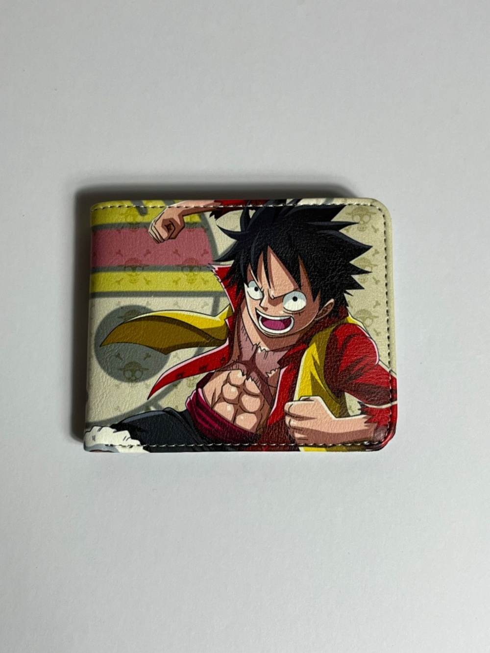One Piece Luffy Faux Leather Wallet New Tan Red Anime Money Holder
